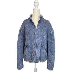 Lucky Brand Washed Quilted Jacket in Indigo Blue Size XL
